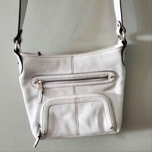 Tignanello White Crossbody Bag with Adjustable Strap and Structured Design